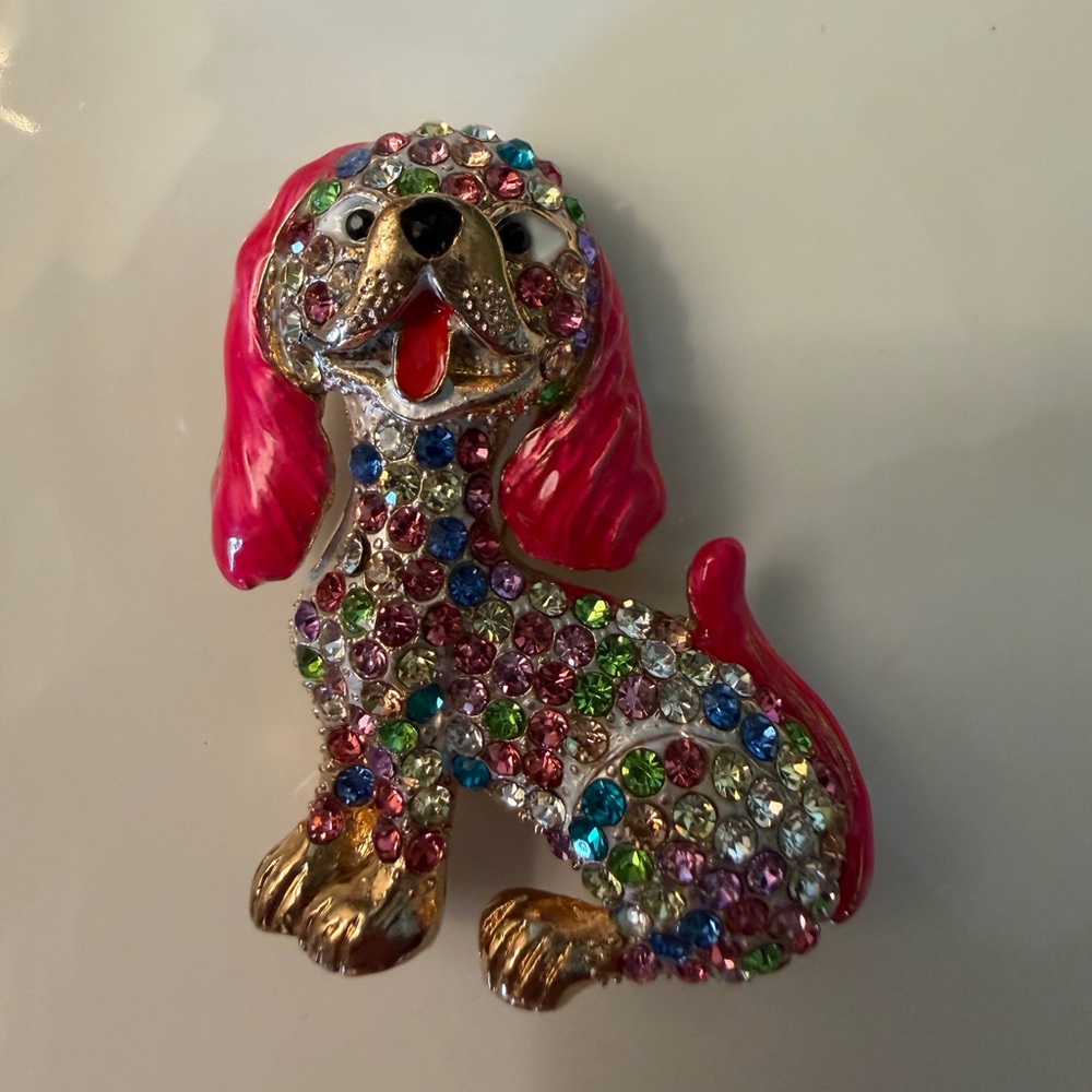 Rhinestone Dog Colorful Brooch Pendant